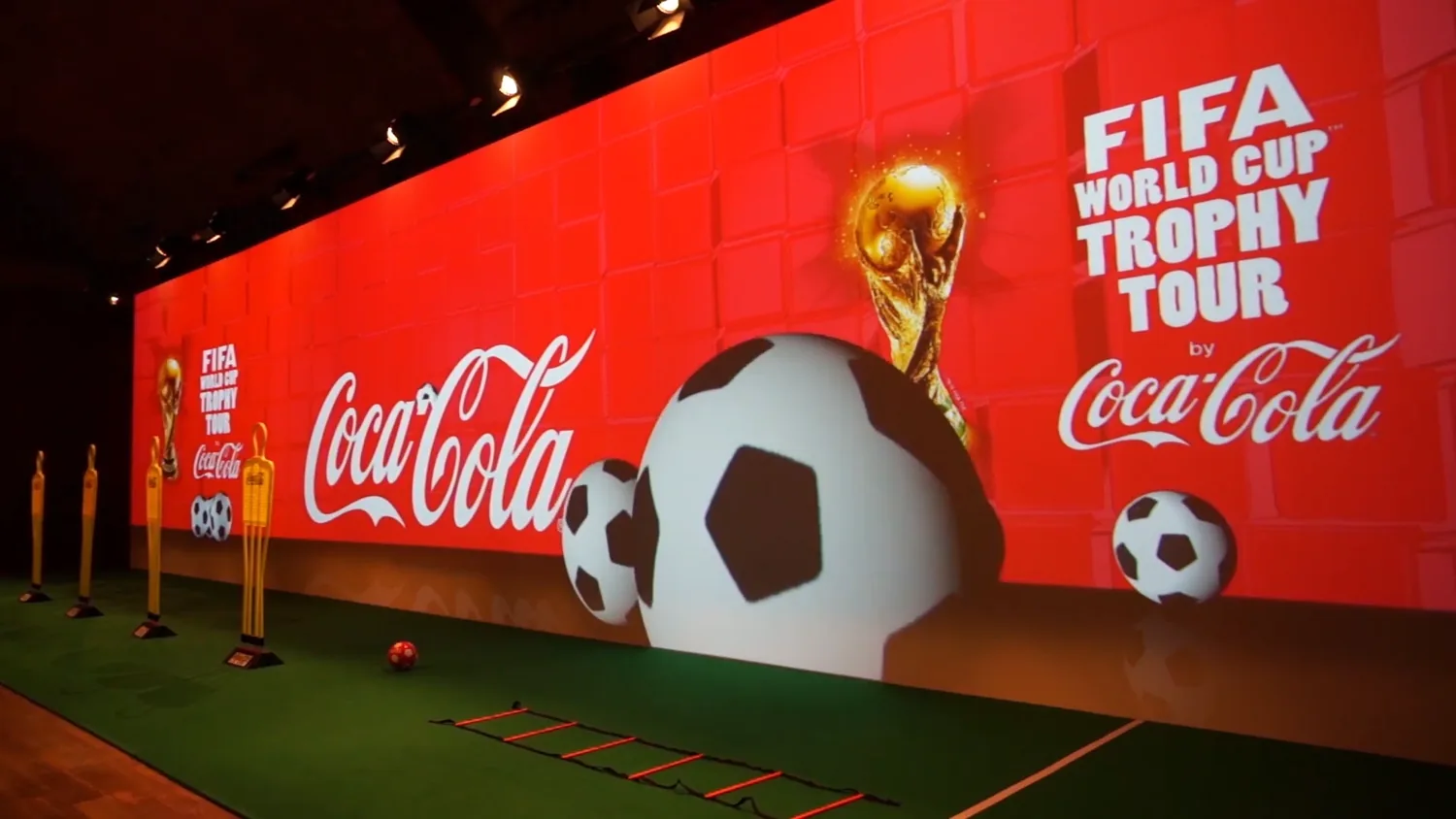 A large screen wall for the FIFA World Cup Trophy Tour by Coca-Cola