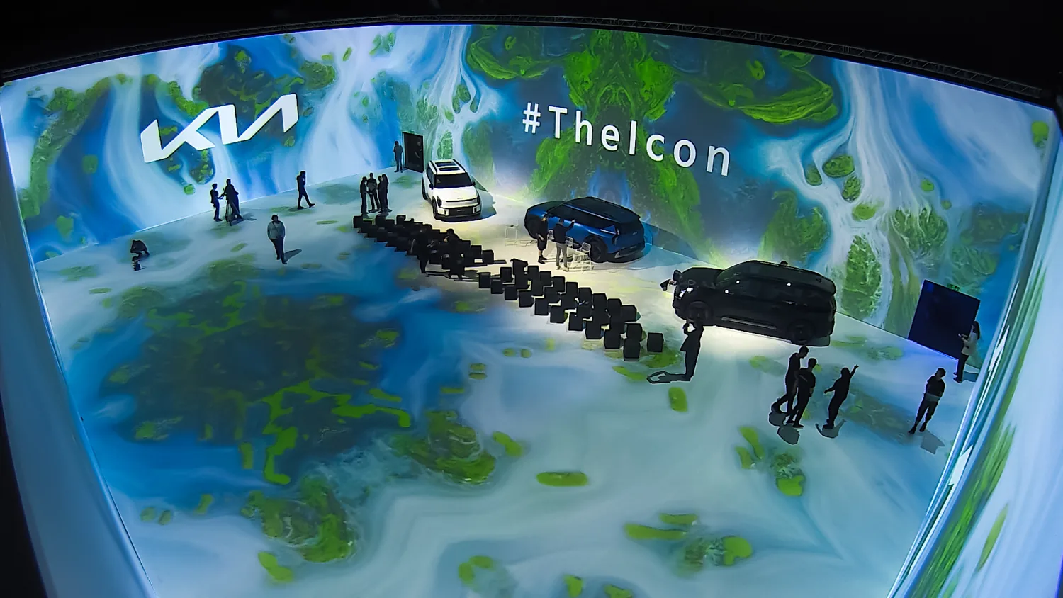 An immersive projected floor and wall for a car launch